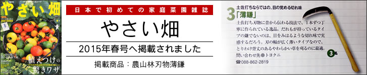 園芸雑誌　やさい畑2015年春号にトヨクニの薄鎌(うすかま)が掲載されました！